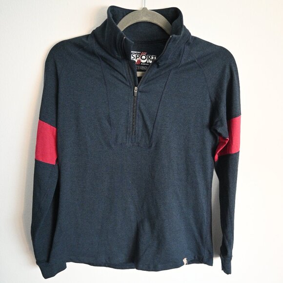 Marine Layer Weekend Sport Victoria Quarter Zip – Navy/Retro Red – Small - Picture 1 of 11